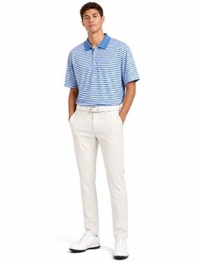 4/$20➡️ Fairway & Greene Blue Striped Polo Golf Shirt – Size Large GUC *Flaw